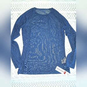 Kate Kasin Blue Sheer Long Sleeve Top Sz S